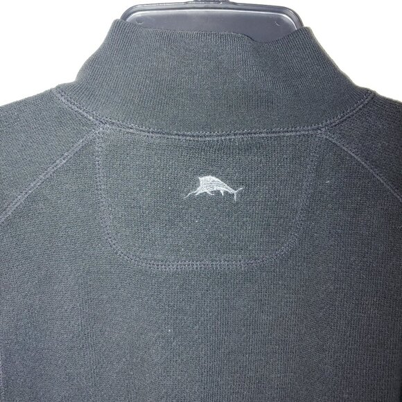 Tommy Bahama Mock Neck 1/4 zip Raglan Sleeves Sweatshirt Size L/XL Black/Grey - Picture 5 of 6